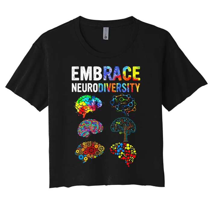 Embrace Neurodiversity Autism Awareness ASD Women's Crop Top Tee