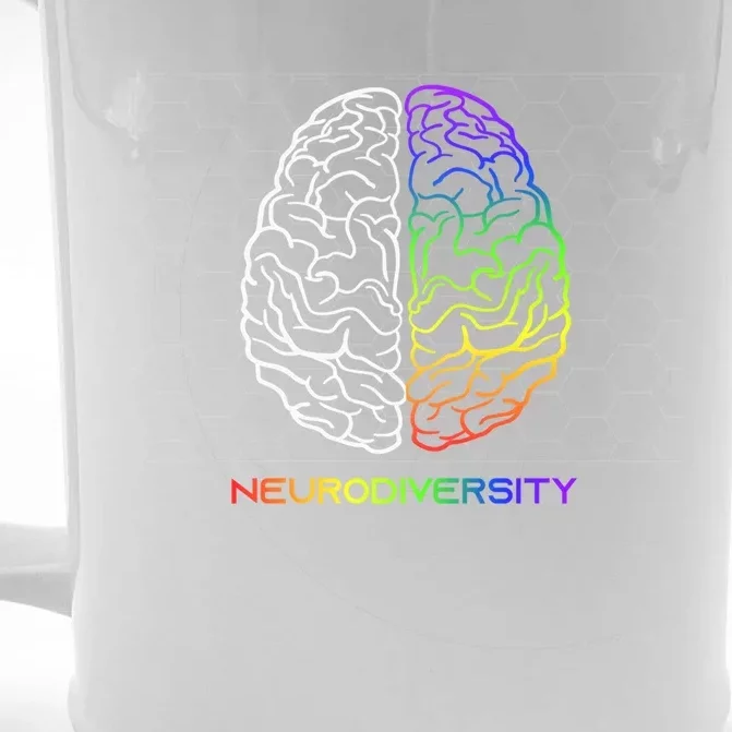 Embrace Neurodiversity Autism Adhd Asd Rainbow Brain Meaningful Gift Front & Back Beer Stein