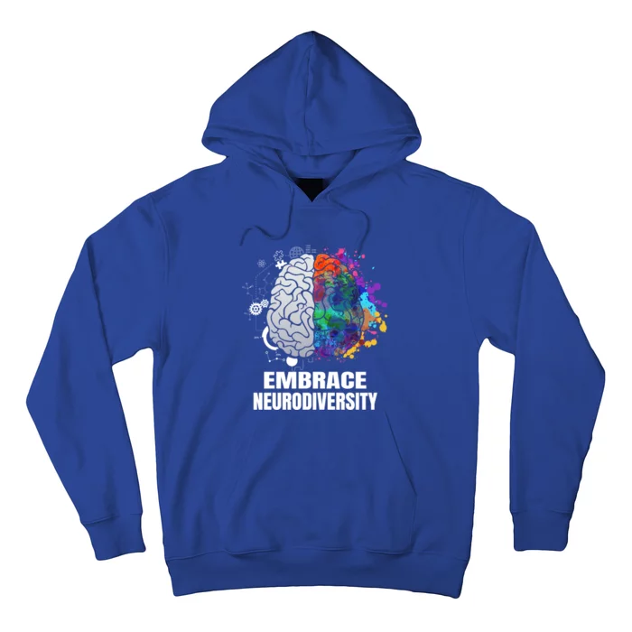 Embrace Neurodiversity Autism Adhd Asd Rainbow Brain Gift Hoodie