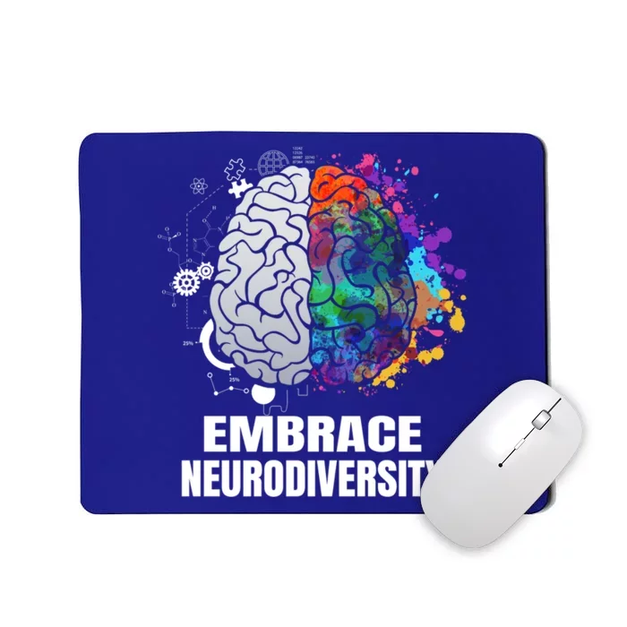 Embrace Neurodiversity Autism Adhd Asd Rainbow Brain Gift Mousepad