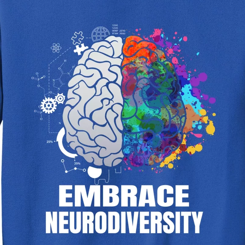 Embrace Neurodiversity Autism Adhd Asd Rainbow Brain Gift Tall Sweatshirt