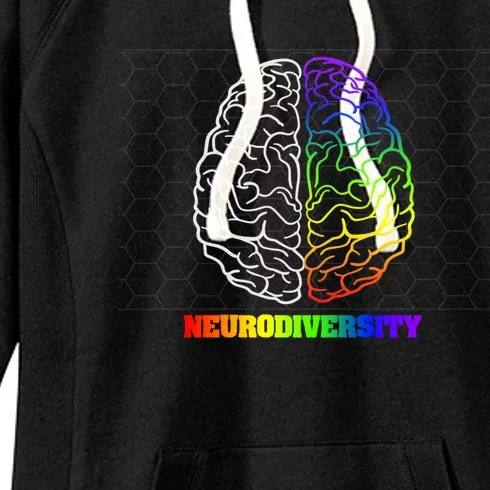 Embrace Neurodiversity Autism Adhd Asd Rainbow Brain Funny Gift Women's Fleece Hoodie