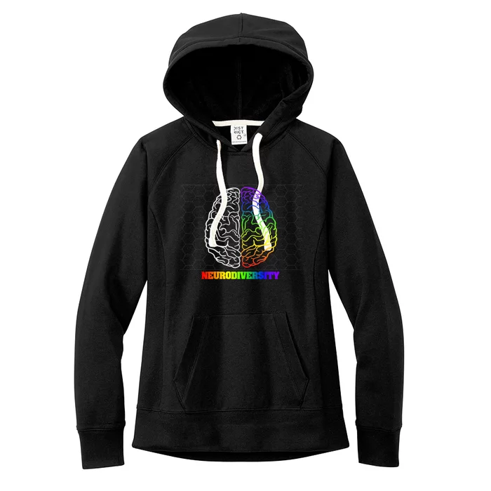 Embrace Neurodiversity Autism Adhd Asd Rainbow Brain Funny Gift Women's Fleece Hoodie