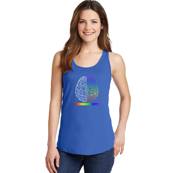 Embrace Neurodiversity Autism Adhd Asd Rainbow Brain Funny Gift Ladies Essential Tank