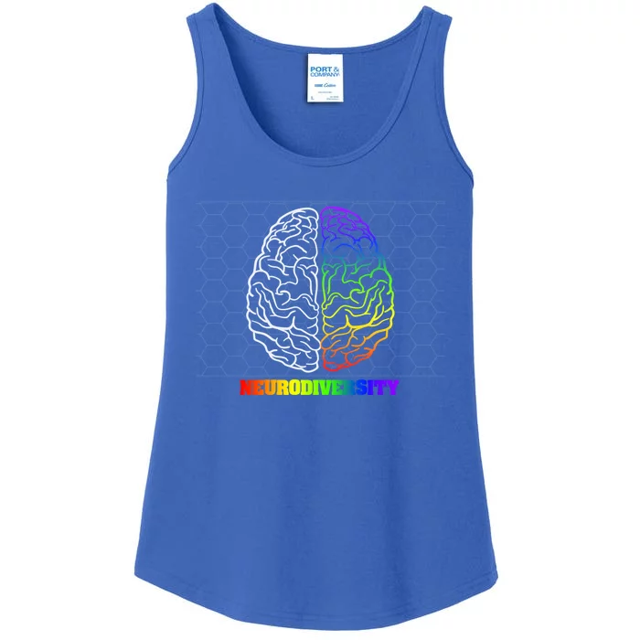 Embrace Neurodiversity Autism Adhd Asd Rainbow Brain Funny Gift Ladies Essential Tank