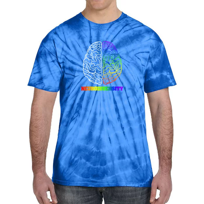 Embrace Neurodiversity Autism Adhd Asd Rainbow Brain Funny Gift Tie-Dye T-Shirt