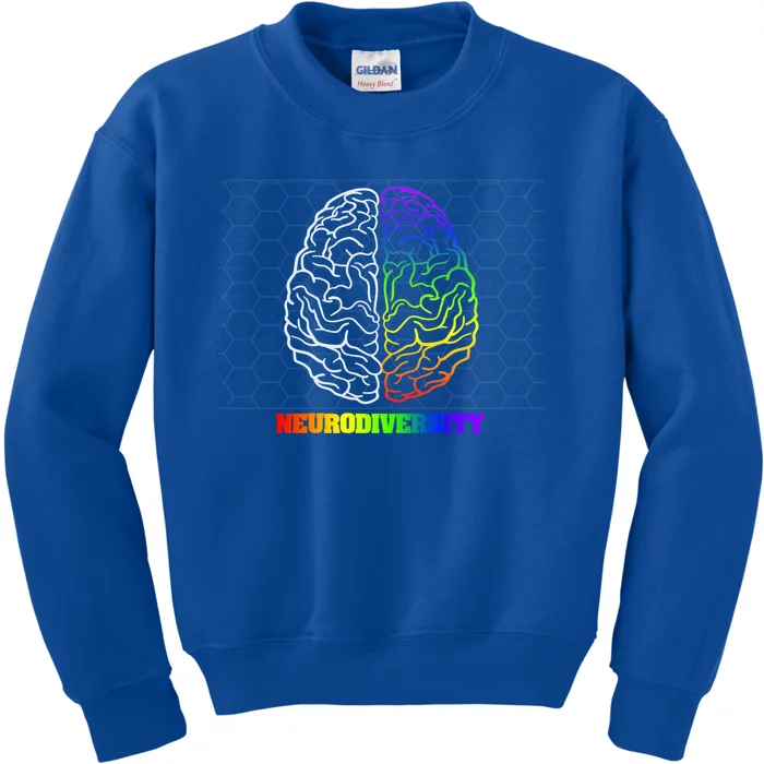 Embrace Neurodiversity Autism Adhd Asd Rainbow Brain Funny Gift Kids Sweatshirt