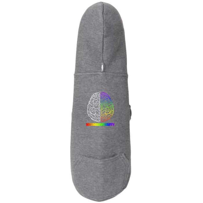 Embrace Neurodiversity Autism Adhd Asd Rainbow Brain Funny Gift Doggie 3-End Fleece Hoodie