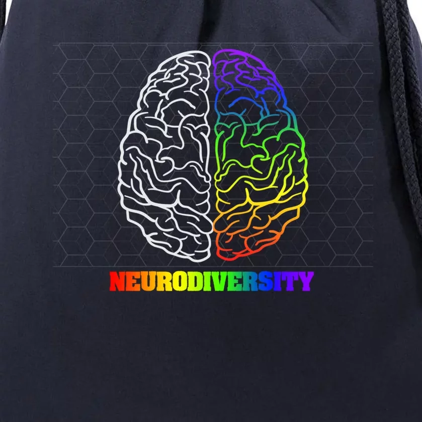 Embrace Neurodiversity Autism Adhd Asd Rainbow Brain Funny Gift Drawstring Bag