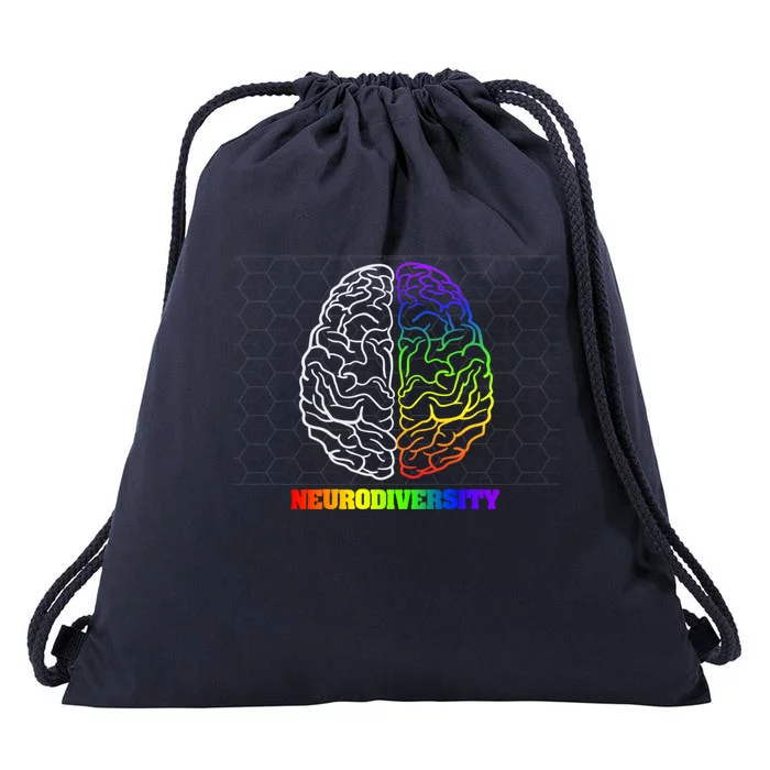 Embrace Neurodiversity Autism Adhd Asd Rainbow Brain Funny Gift Drawstring Bag