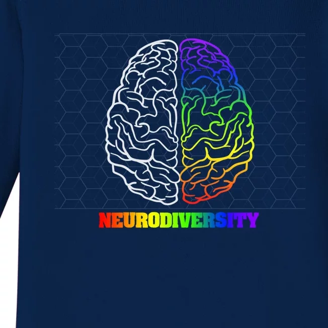 Embrace Neurodiversity Autism Adhd Asd Rainbow Brain Funny Gift Baby Long Sleeve Bodysuit