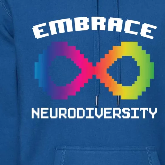 Embrace Neurodiversity Autism Adhd Asd Rainbow Brain Gift Premium Hoodie