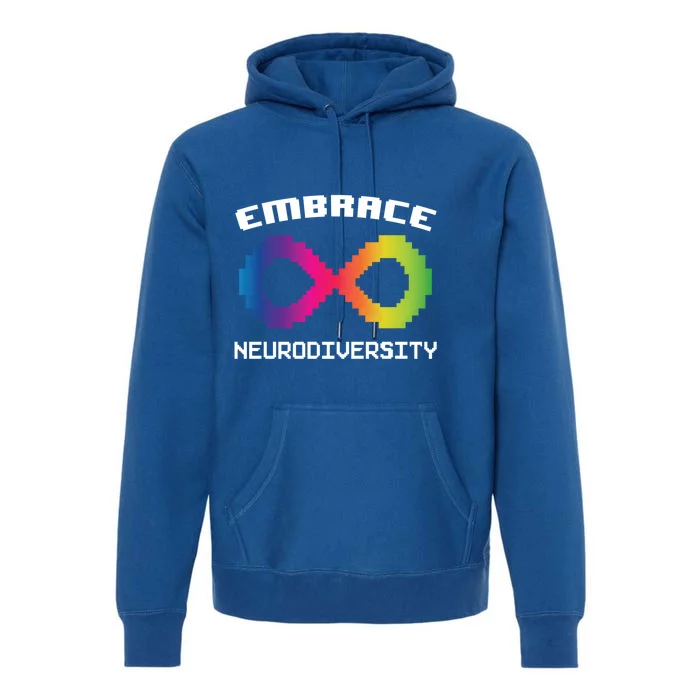 Embrace Neurodiversity Autism Adhd Asd Rainbow Brain Gift Premium Hoodie