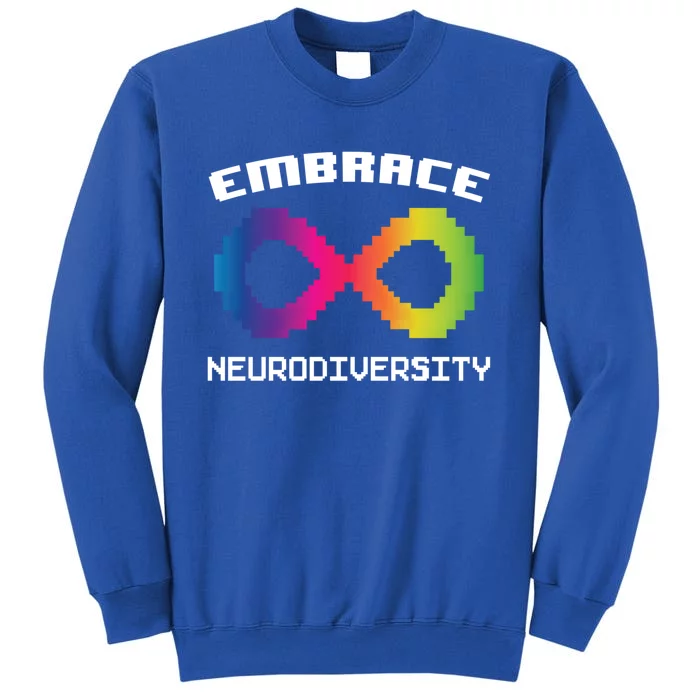 Embrace Neurodiversity Autism Adhd Asd Rainbow Brain Gift Tall Sweatshirt