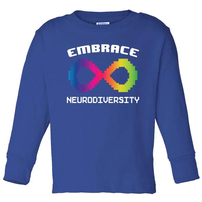 Embrace Neurodiversity Autism Adhd Asd Rainbow Brain Gift Toddler Long Sleeve Shirt