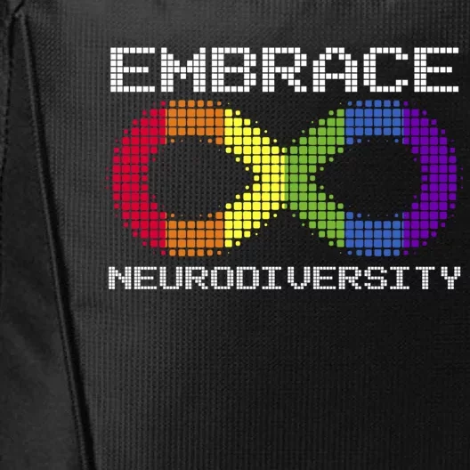 Embrace Neurodiversity Autism Adhd Asd Rainbow Brain Gift City Backpack