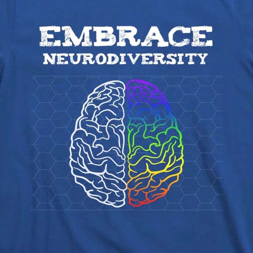 Embrace Neurodiversity Autism Adhd Asd Rainbow Brain Great Gift T-Shirt