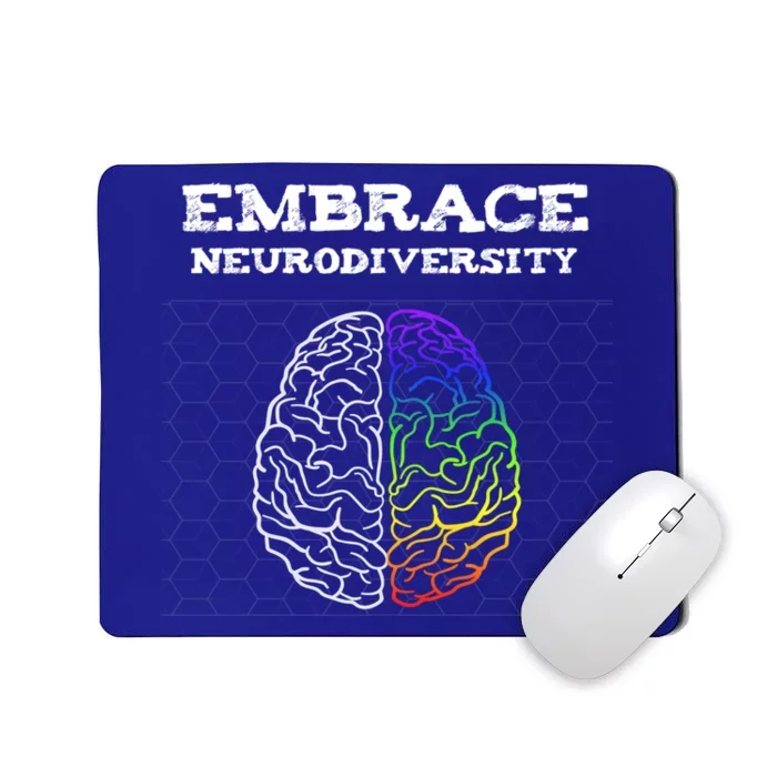 Embrace Neurodiversity Autism Adhd Asd Rainbow Brain Great Gift Mousepad