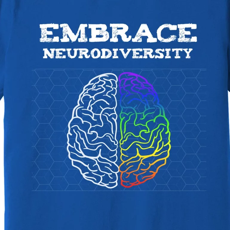 Embrace Neurodiversity Autism Adhd Asd Rainbow Brain Great Gift Premium T-Shirt