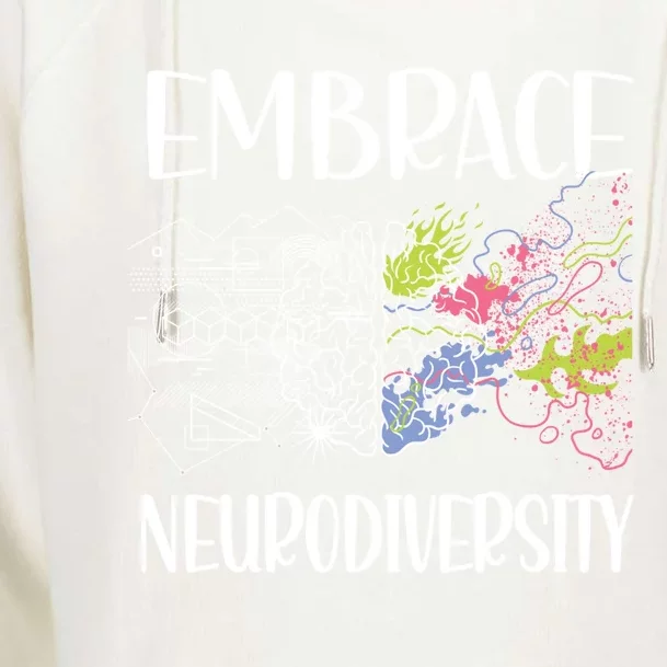 Embrace Neurodiversity Autism Neurodivergent Adhd Gift Womens Funnel Neck Pullover Hood