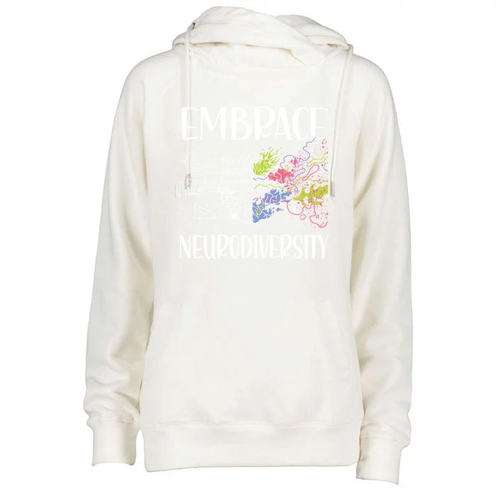 Embrace Neurodiversity Autism Neurodivergent Adhd Gift Womens Funnel Neck Pullover Hood