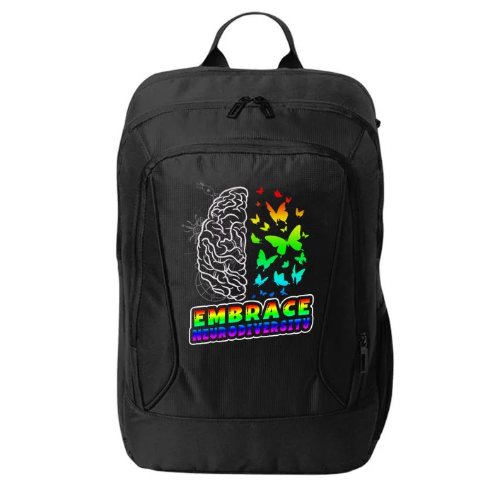 Embrace Neurodiversity Autism Adhd Asd Rainbow Brain Funny Gift City Backpack