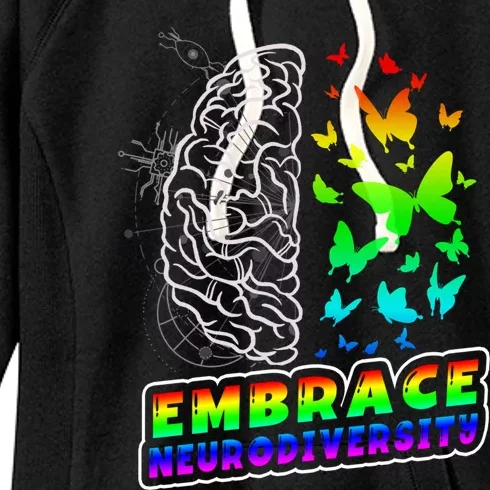 Embrace Neurodiversity Autism Adhd Asd Rainbow Brain Funny Gift Women's Fleece Hoodie