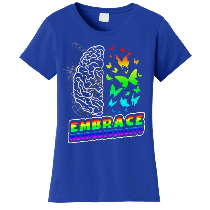 Embrace Neurodiversity Autism Adhd Asd Rainbow Brain Funny Gift Women's T-Shirt