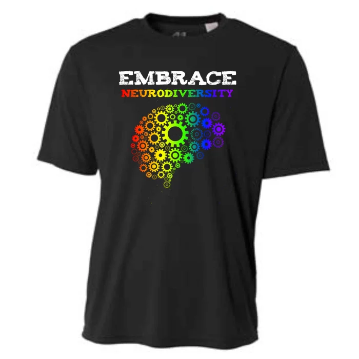 Embrace Neurodiversity Autism Adhd Rainbow Brain Screws Gift Cooling Performance Crew T-Shirt