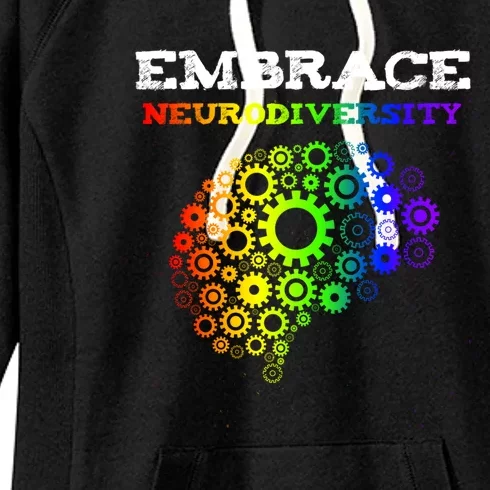 Embrace Neurodiversity Autism Adhd Rainbow Brain Screws Gift Women's Fleece Hoodie