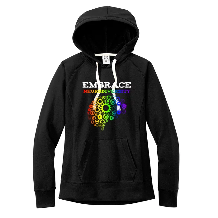 Embrace Neurodiversity Autism Adhd Rainbow Brain Screws Gift Women's Fleece Hoodie