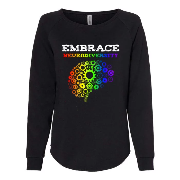 Embrace Neurodiversity Autism Adhd Rainbow Brain Screws Gift Womens California Wash Sweatshirt