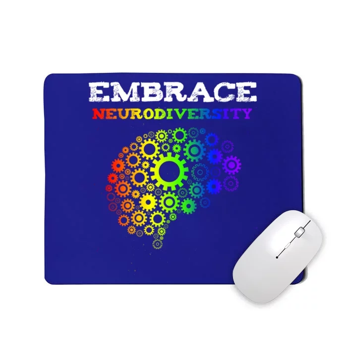 Embrace Neurodiversity Autism Adhd Rainbow Brain Screws Gift Mousepad