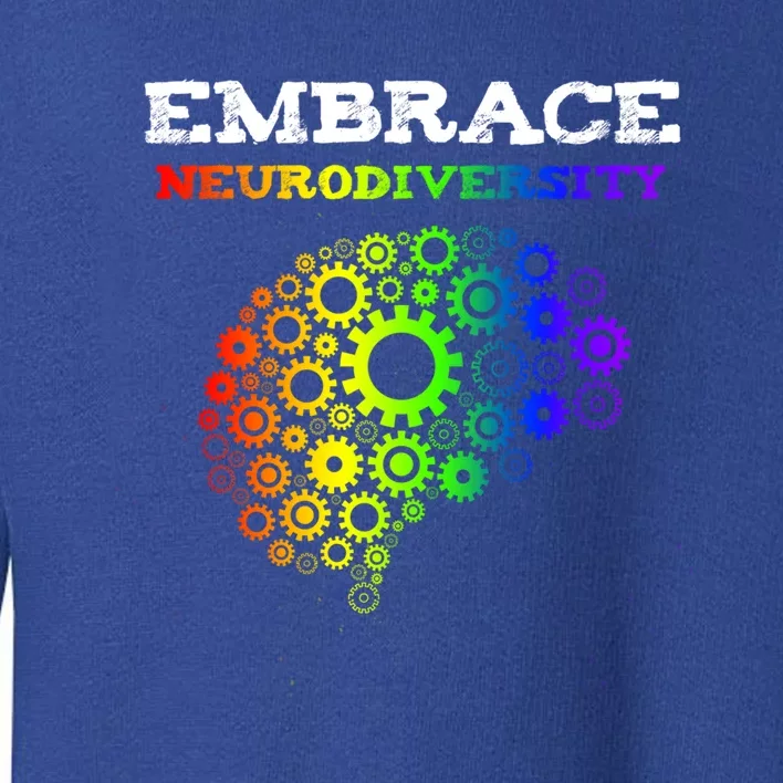 Embrace Neurodiversity Autism Adhd Rainbow Brain Screws Gift Toddler Sweatshirt