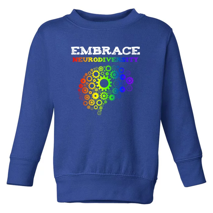 Embrace Neurodiversity Autism Adhd Rainbow Brain Screws Gift Toddler Sweatshirt