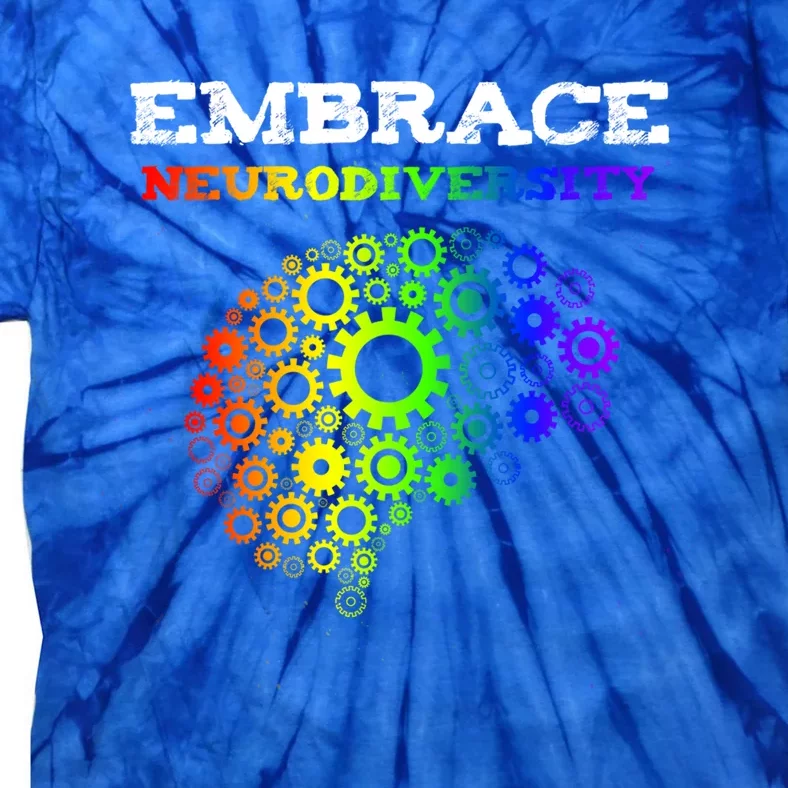 Embrace Neurodiversity Autism Adhd Rainbow Brain Screws Gift Tie-Dye T-Shirt