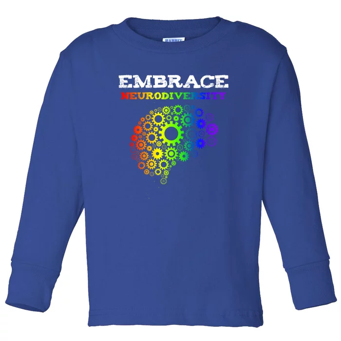 Embrace Neurodiversity Autism Adhd Rainbow Brain Screws Gift Toddler Long Sleeve Shirt