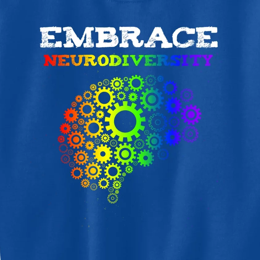 Embrace Neurodiversity Autism Adhd Rainbow Brain Screws Gift Kids Sweatshirt