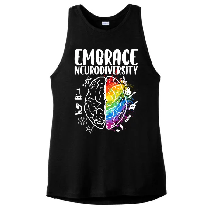 Embrace Neurodiversity Autism Awareness Colorful Brain Ladies Tri-Blend Wicking Tank