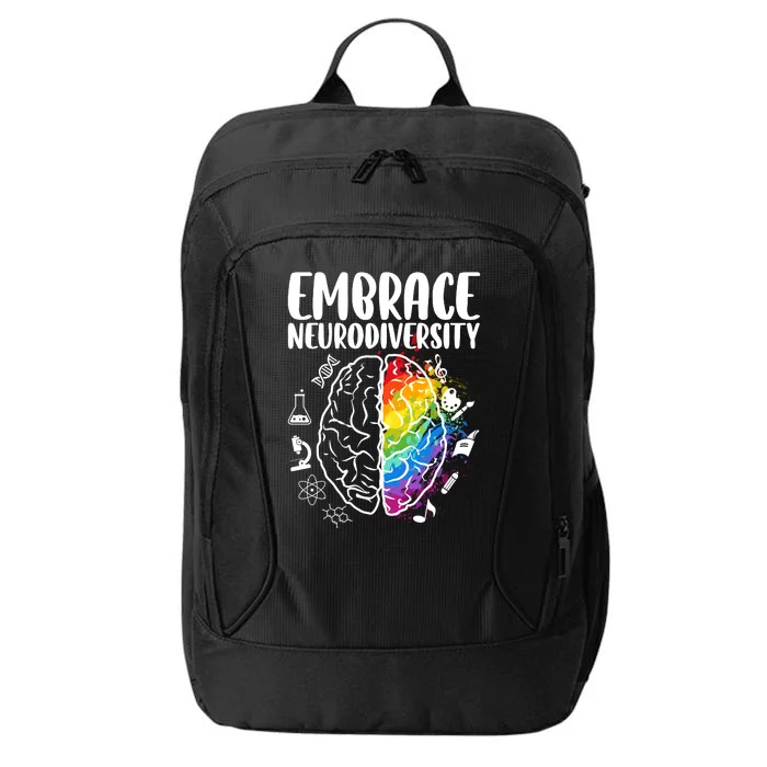 Embrace Neurodiversity Autism Awareness Colorful Brain City Backpack