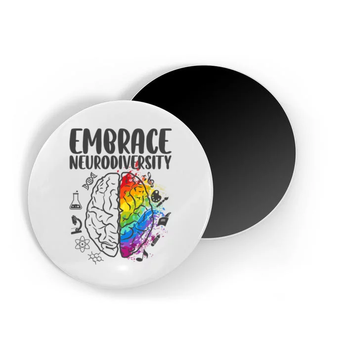 Embrace Neurodiversity Autism Awareness Colorful Brain Magnet