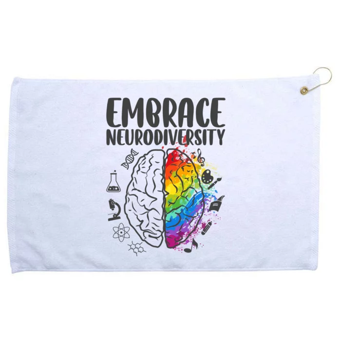 Embrace Neurodiversity Autism Awareness Colorful Brain Grommeted Golf Towel