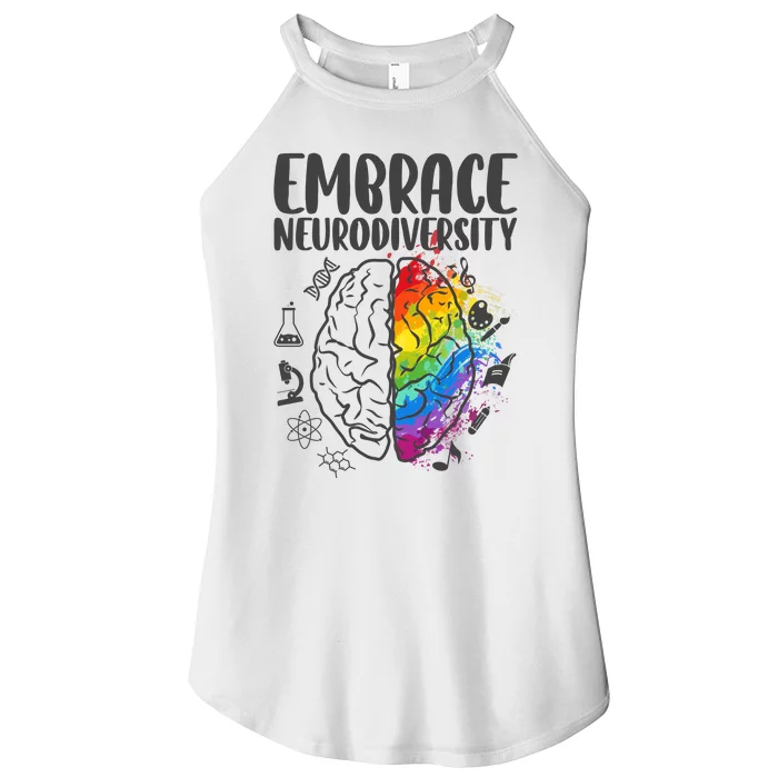 Embrace Neurodiversity Autism Awareness Colorful Brain Women’s Perfect Tri Rocker Tank