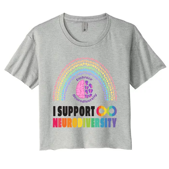 Embrace Neurodiversity Autism Spectrum Adhd Asd Rainbow Gift Women's Crop Top Tee