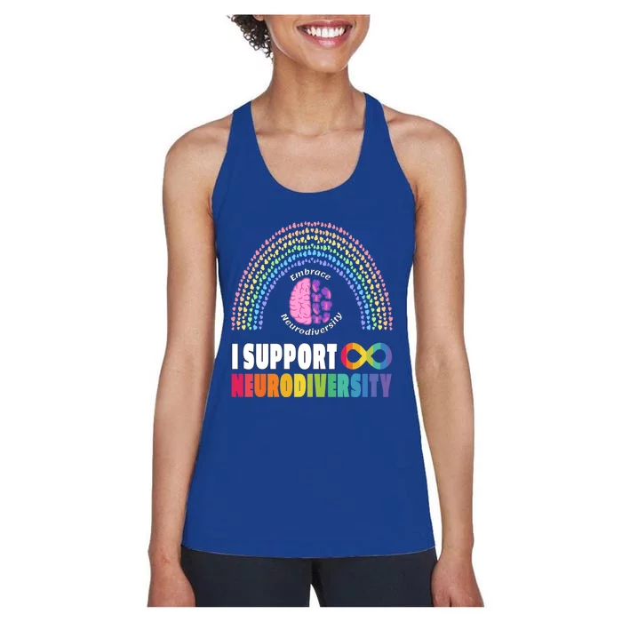 Embrace Neurodiversity Autism Spectrum Adhd Asd Rainbow Cool Gift Women's Racerback Tank