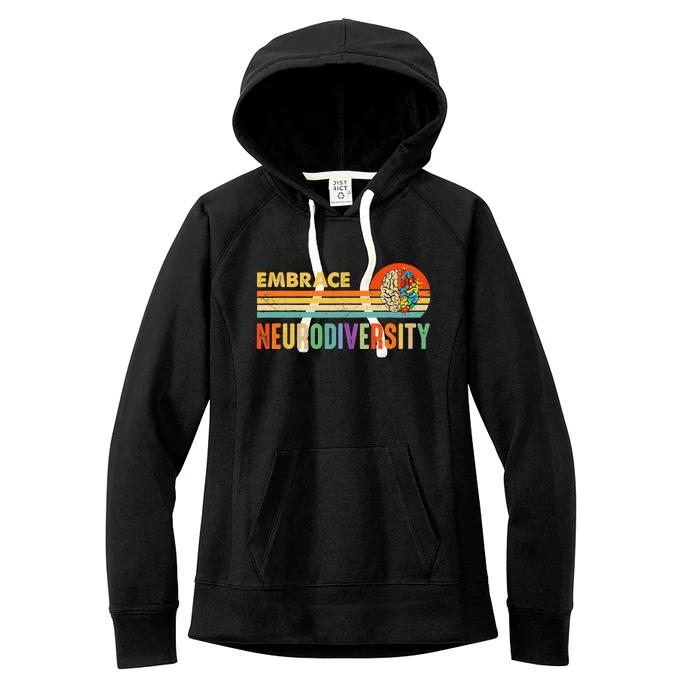 Embrace Neurodiversity Autism Awareness ASD ADHD Vintage Women's Fleece Hoodie