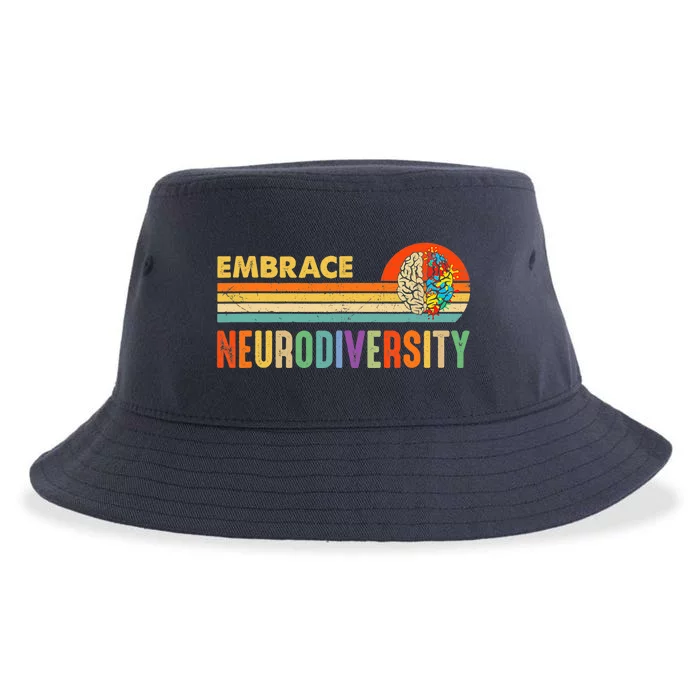 Embrace Neurodiversity Autism Awareness ASD ADHD Vintage Sustainable Bucket Hat