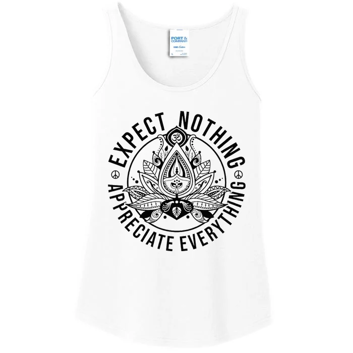 Expect Nothing Appreciate Everything Spiritual Lotus Yoga Ladies Essential Tank