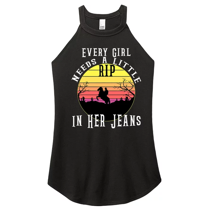 Every  Needs A Little Rip In Her Jeans C A Women’s Perfect Tri Rocker Tank