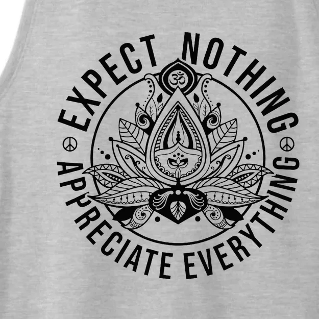 Expect Nothing Appreciate Everything Spiritual Lotus Yoga Ladies Tri-Blend Wicking Tank